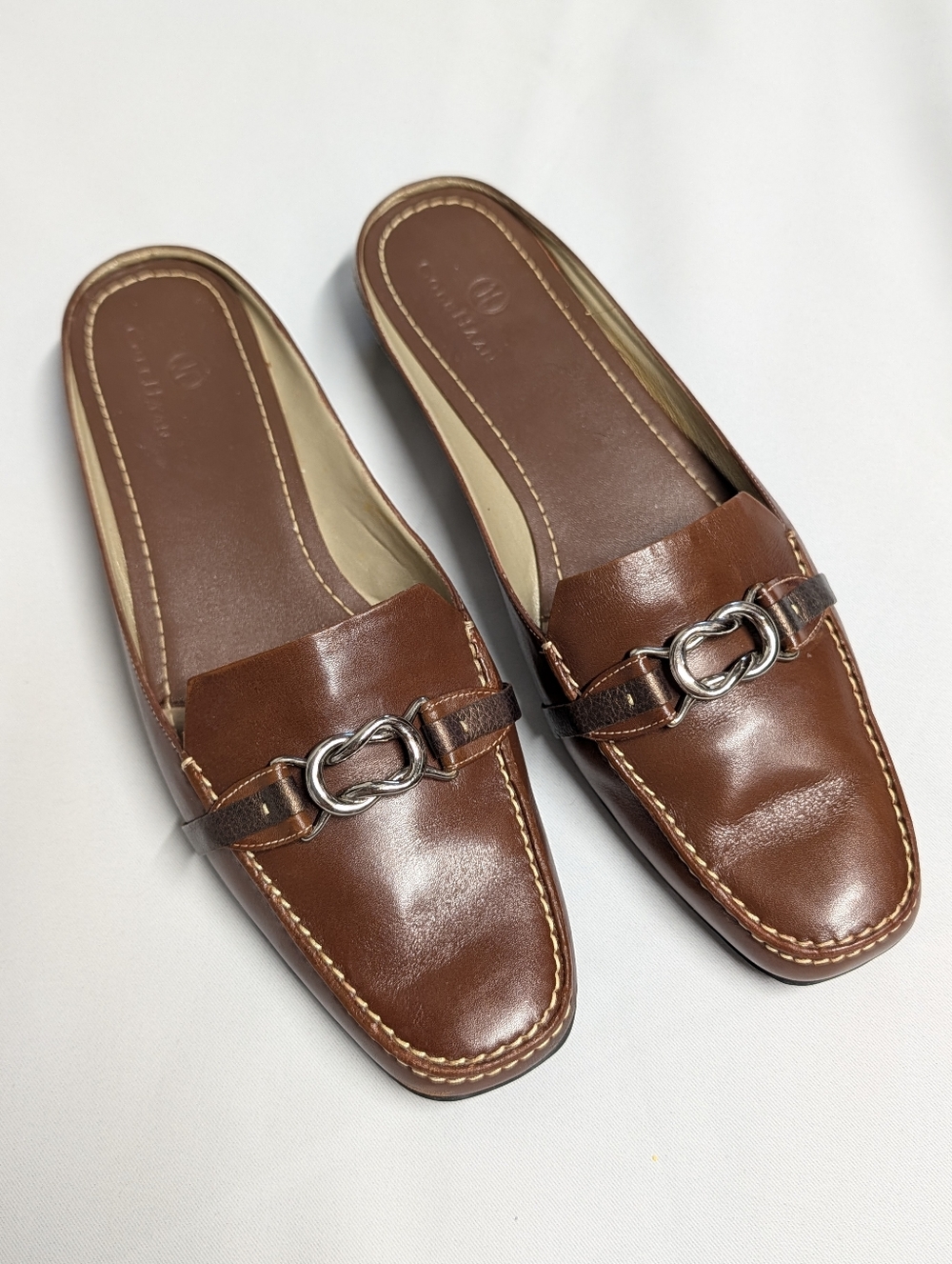 Cole Haan Nike Air Women’s / Men's Mules Brown Leather Silver Strap Size 10